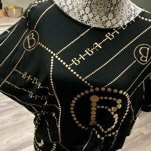 Biba Elegant Black and Gold Top that can be worn Cropped Size 12